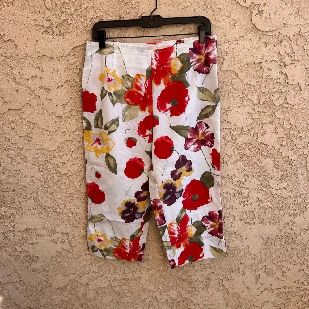 Vintage Newport News Cotton Abstract Floral Capris Size 12